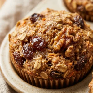 Healthy Carrot Oatmeal Muffins With Raisins And Nuts