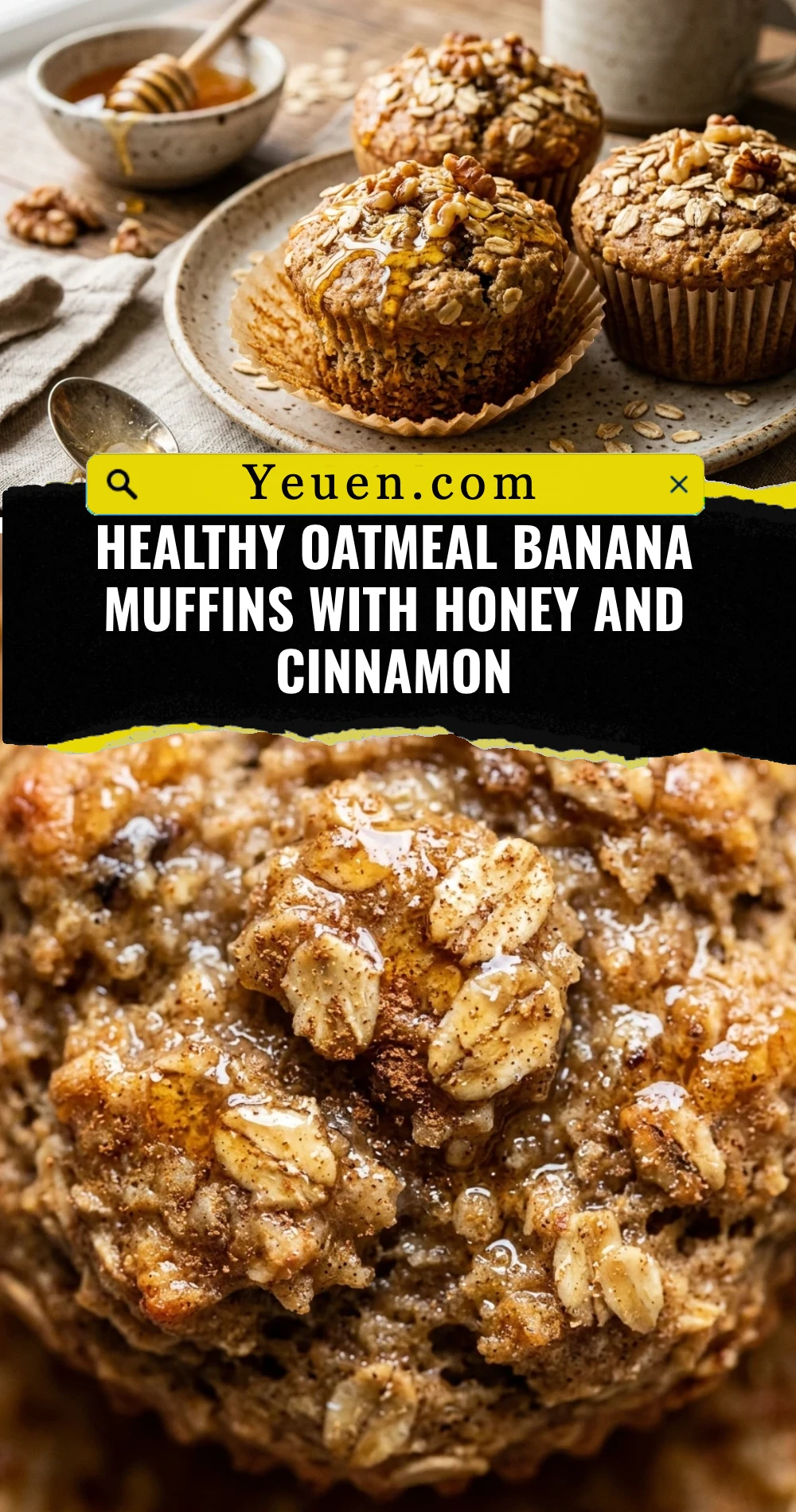 Healthy Oatmeal Banana Muffins With Honey And Cinnamon