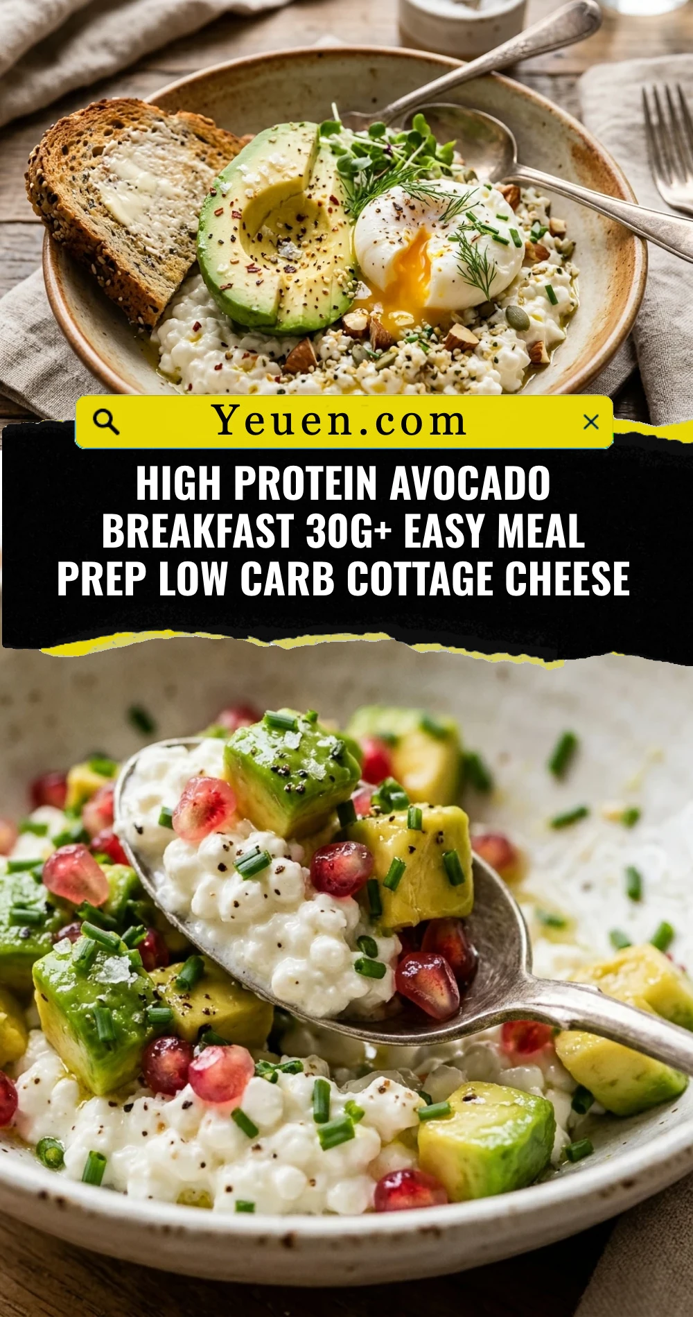 High Protein Avocado Breakfast 30g+ Easy Meal Prep Low Carb Cottage Cheese