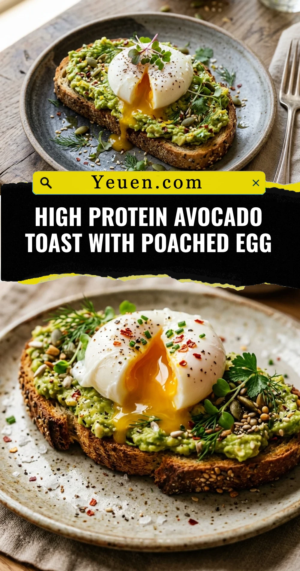 High Protein Avocado Toast With Poached Egg