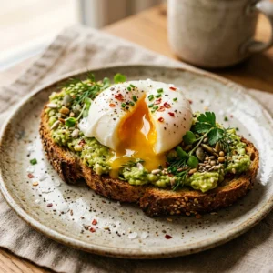 High Protein Avocado Toast With Poached Egg