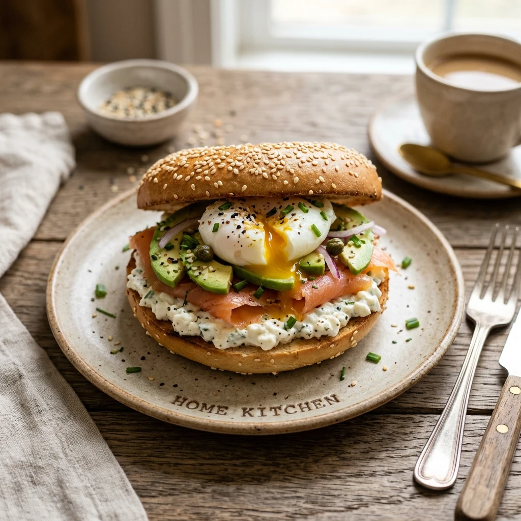 High Protein Bagel Breakfast 30g+ Easy Low Carb Meal Prep Cottage Cheese
