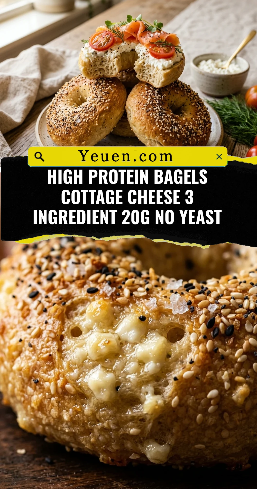 High Protein Bagels Cottage Cheese 3 Ingredient 20g No Yeast
