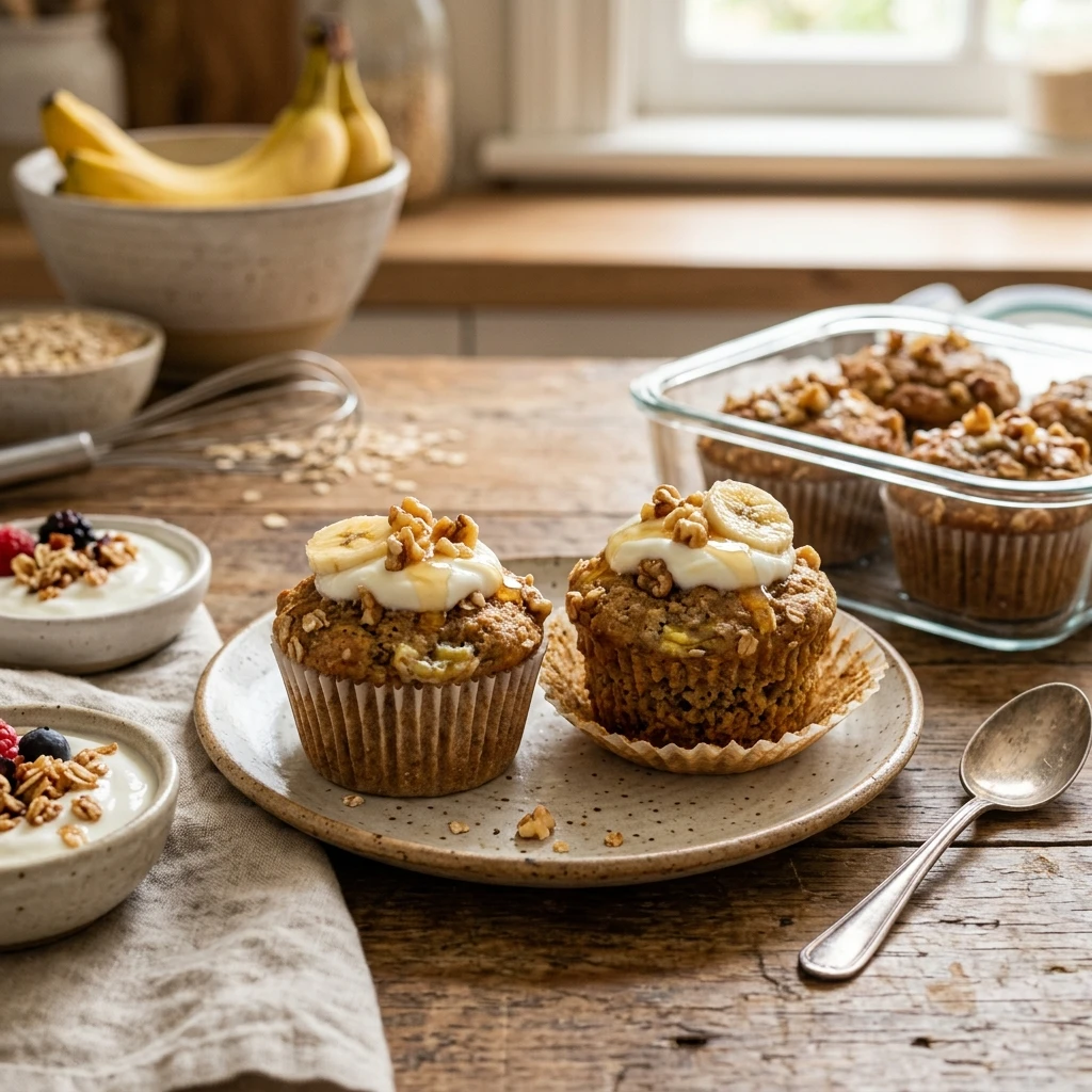 High Protein Banana Muffins With Greek Yogurt Meal Prep
