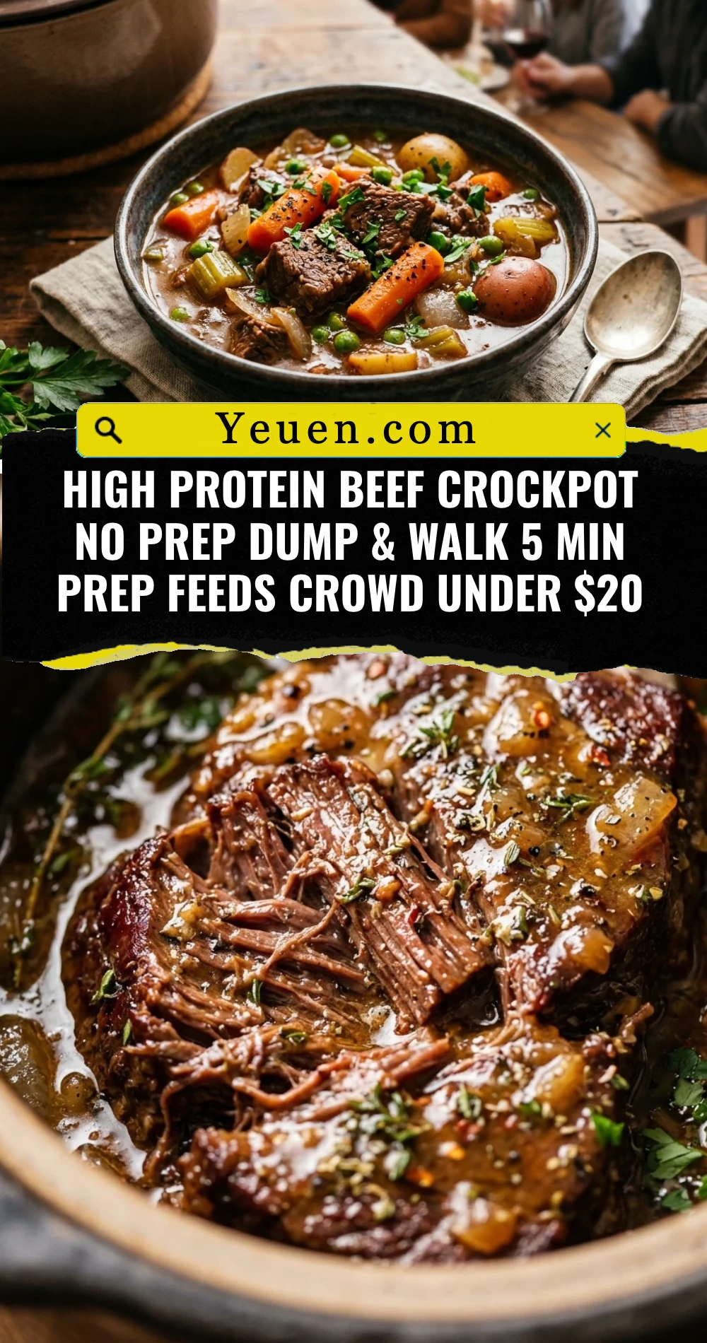 High Protein Beef Crockpot No Prep Dump & Walk 5 Min Prep Feeds Crowd Under $20