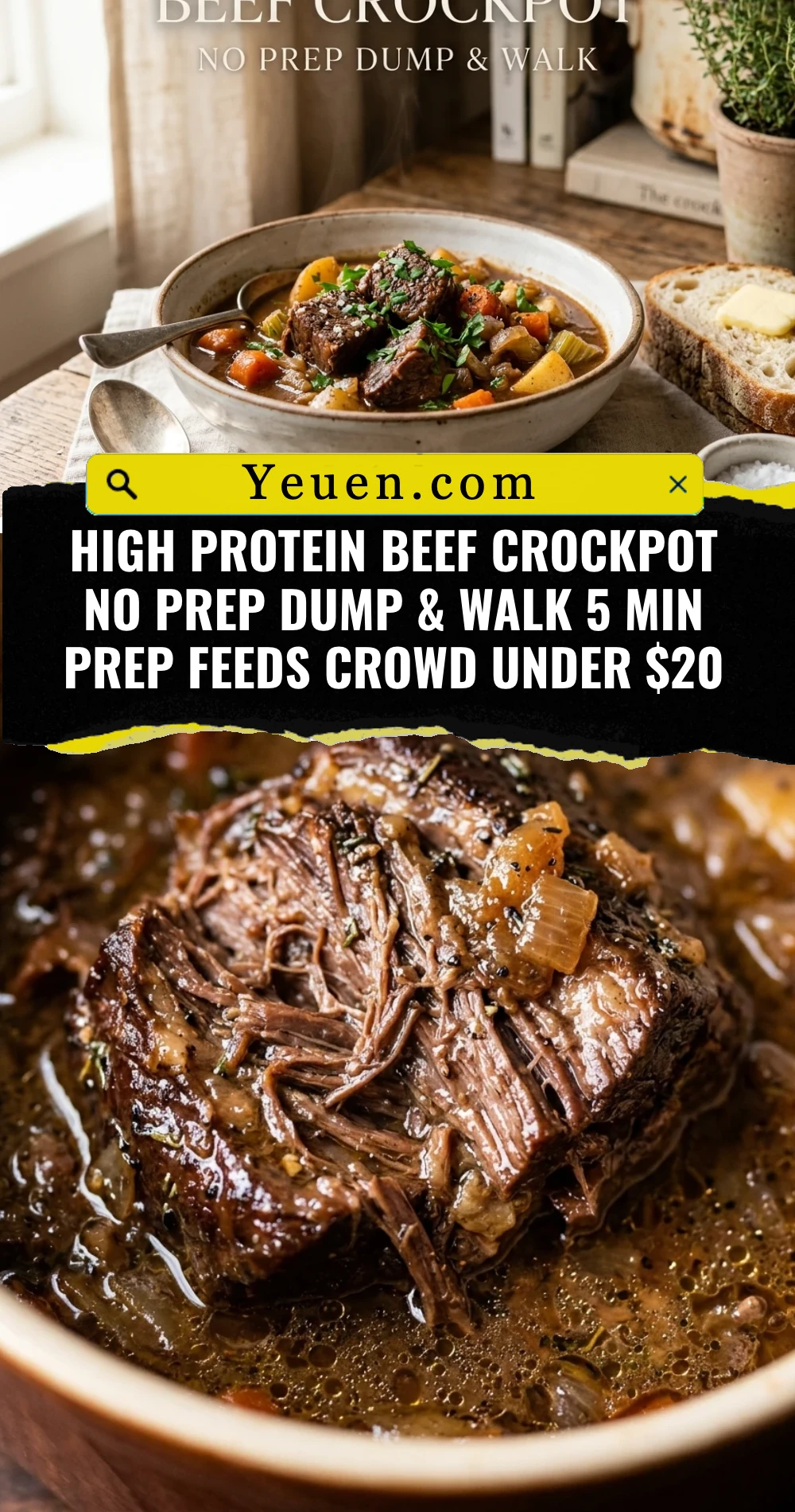 High Protein Beef Crockpot No Prep Dump & Walk 5 Min Prep Feeds Crowd Under $20