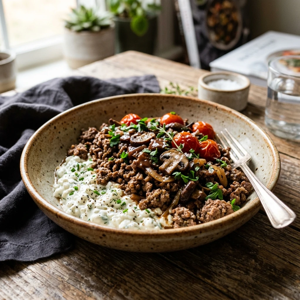 High Protein Beef Dinner 30g+ Easy Meal Prep Low Carb Cottage Cheese
