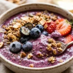 High Protein Berry Smoothie Bowl Thick Creamy Weight Loss Healthy Meal Prep Granola