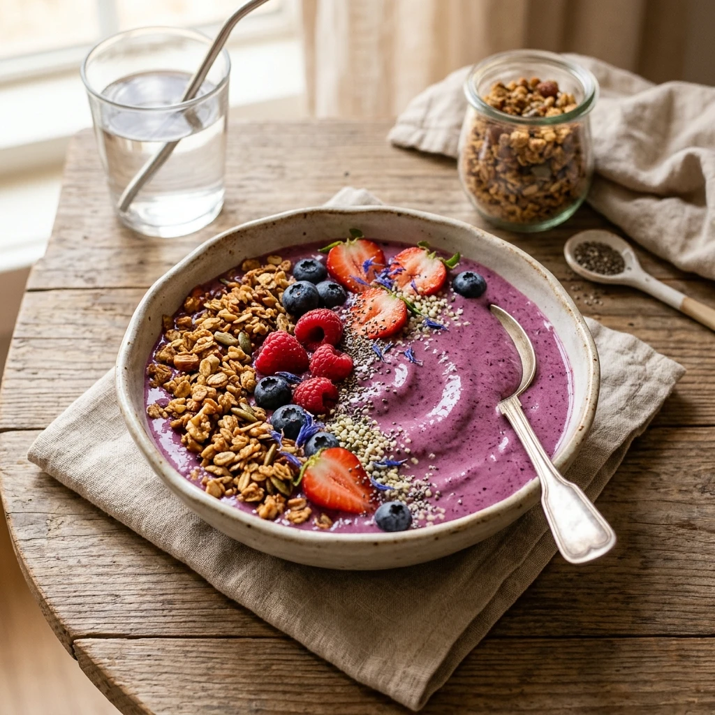 High Protein Berry Smoothie Bowl Thick Creamy Weight Loss Healthy Meal Prep Granola