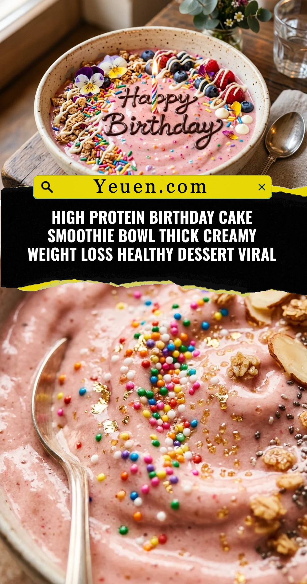 High Protein Birthday Cake Smoothie Bowl Thick Creamy Weight Loss Healthy Dessert Viral