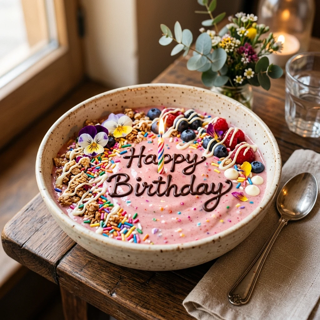 High Protein Birthday Cake Smoothie Bowl Thick Creamy Weight Loss Healthy Dessert Viral