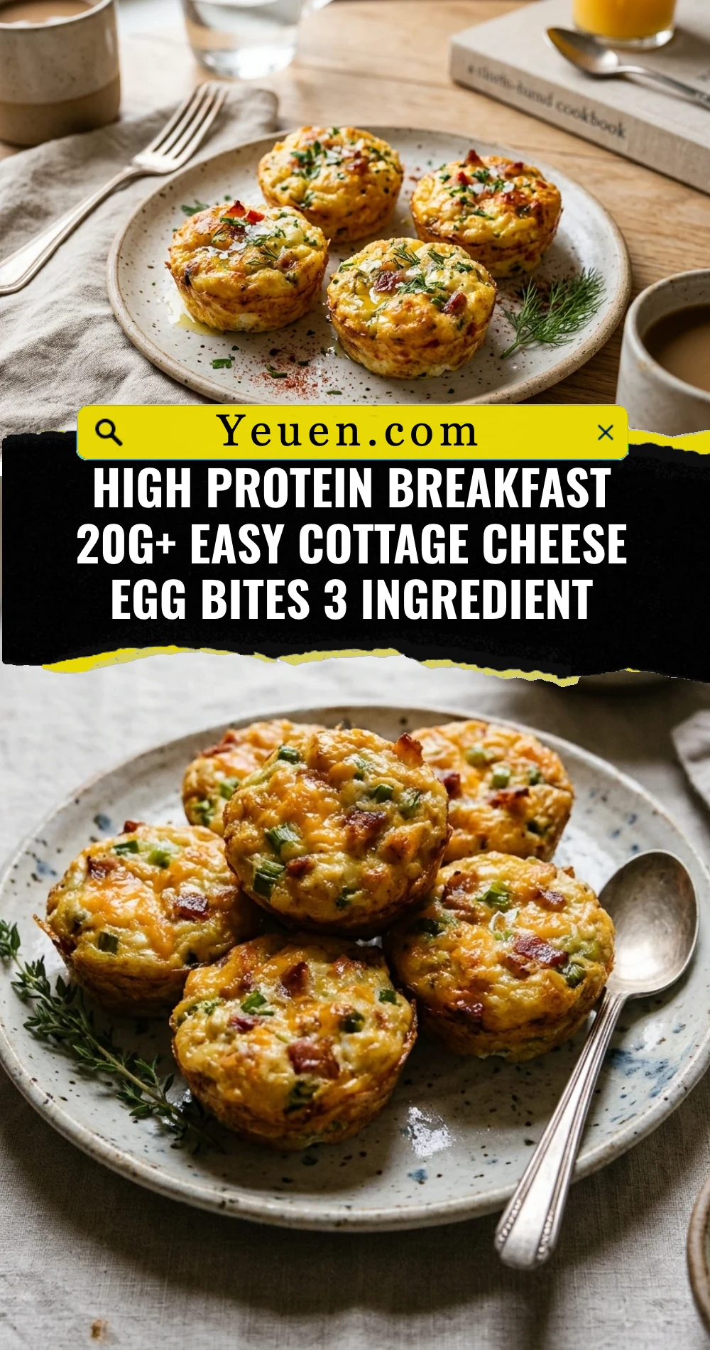 High Protein Breakfast 20g+ Easy Cottage Cheese Egg Bites 3 Ingredient