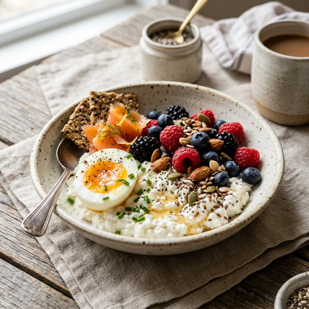High Protein Breakfast 30g+ Easy Meal Prep Low Carb Cottage Cheese