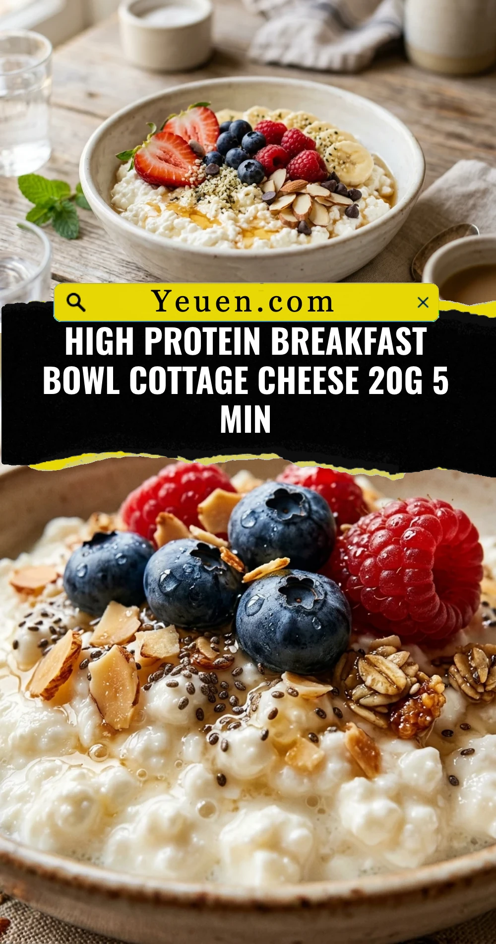 High Protein Breakfast Bowl Cottage Cheese 20g 5 Min