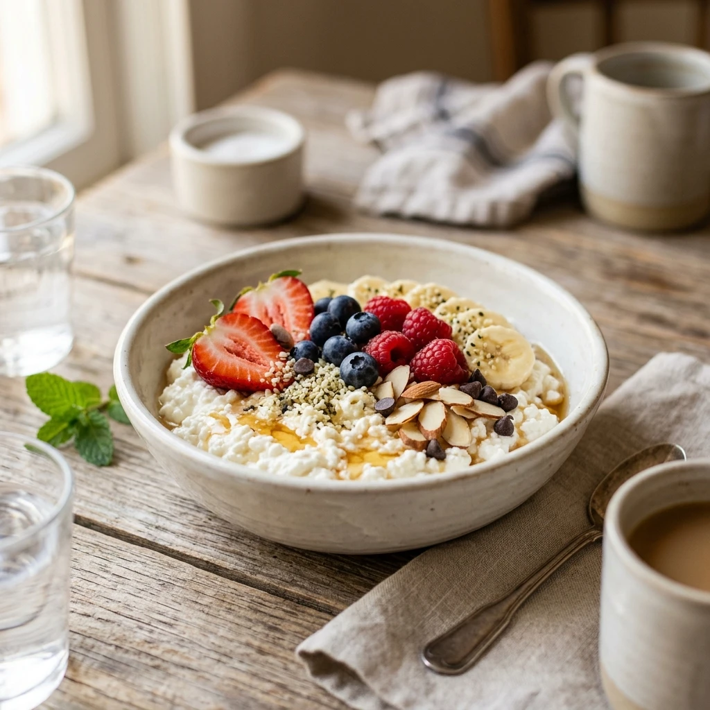 High Protein Breakfast Bowl Cottage Cheese 20g 5 Min