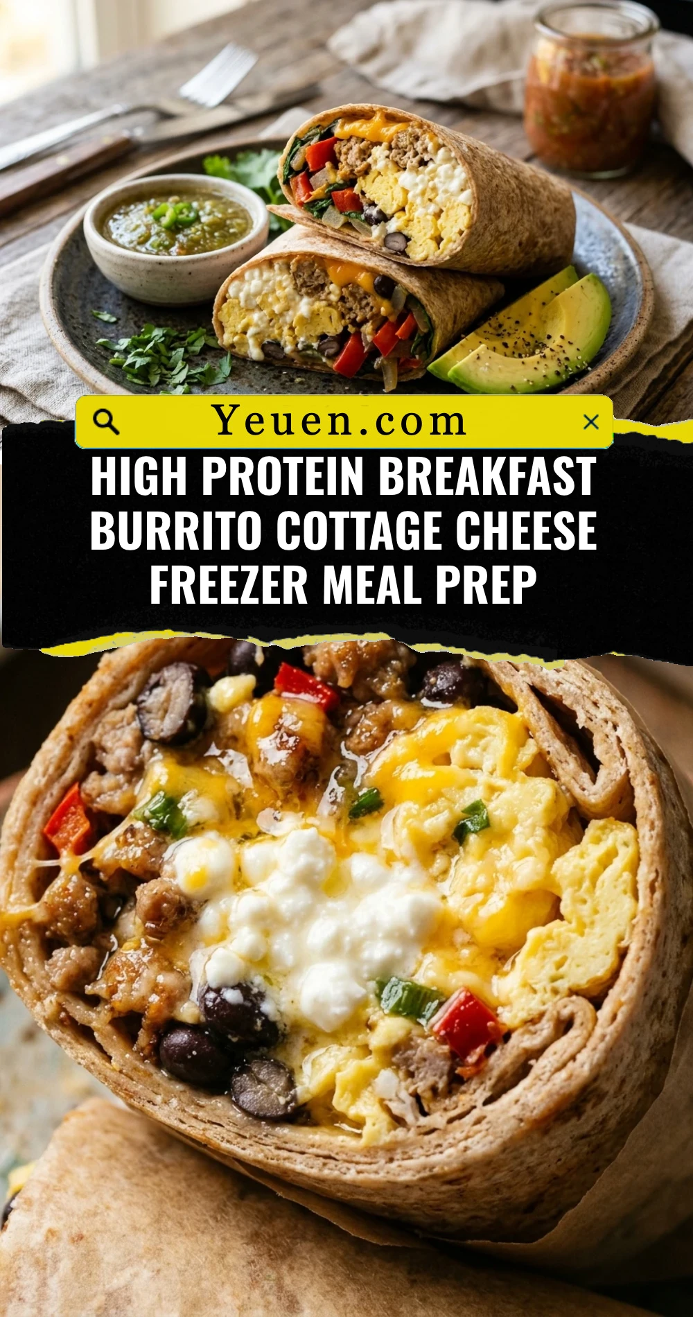 High Protein Breakfast Burrito Cottage Cheese Freezer Meal Prep