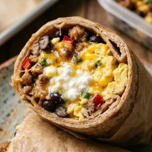 High Protein Breakfast Burrito Cottage Cheese Freezer Meal Prep