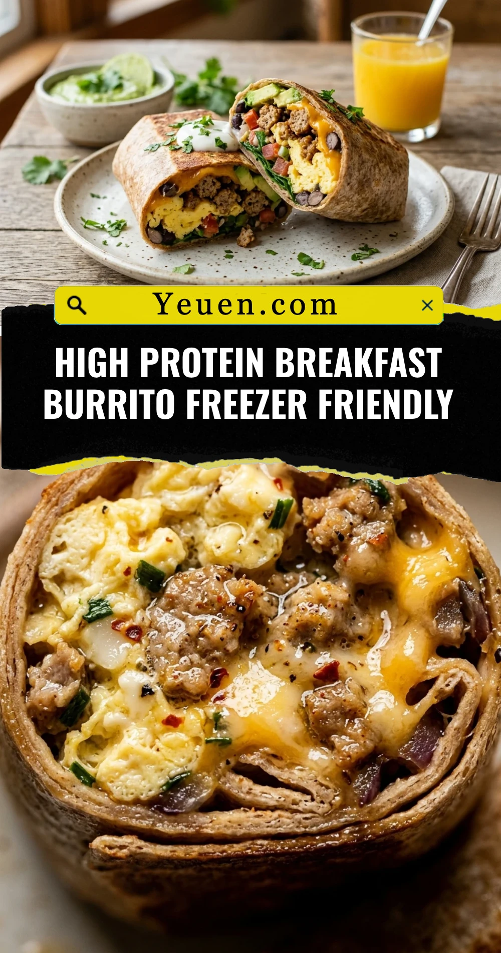 High Protein Breakfast Burrito Freezer Friendly
