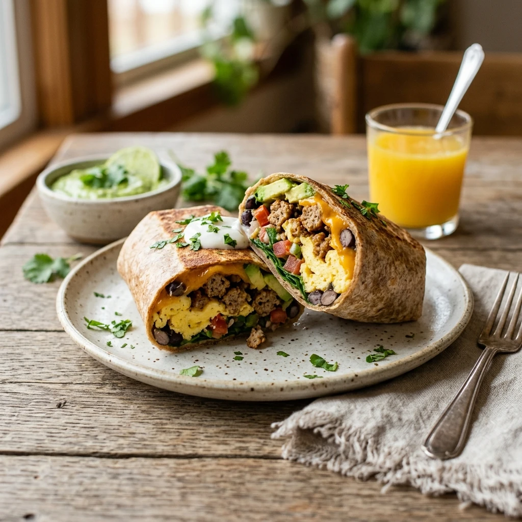 High Protein Breakfast Burrito Freezer Friendly