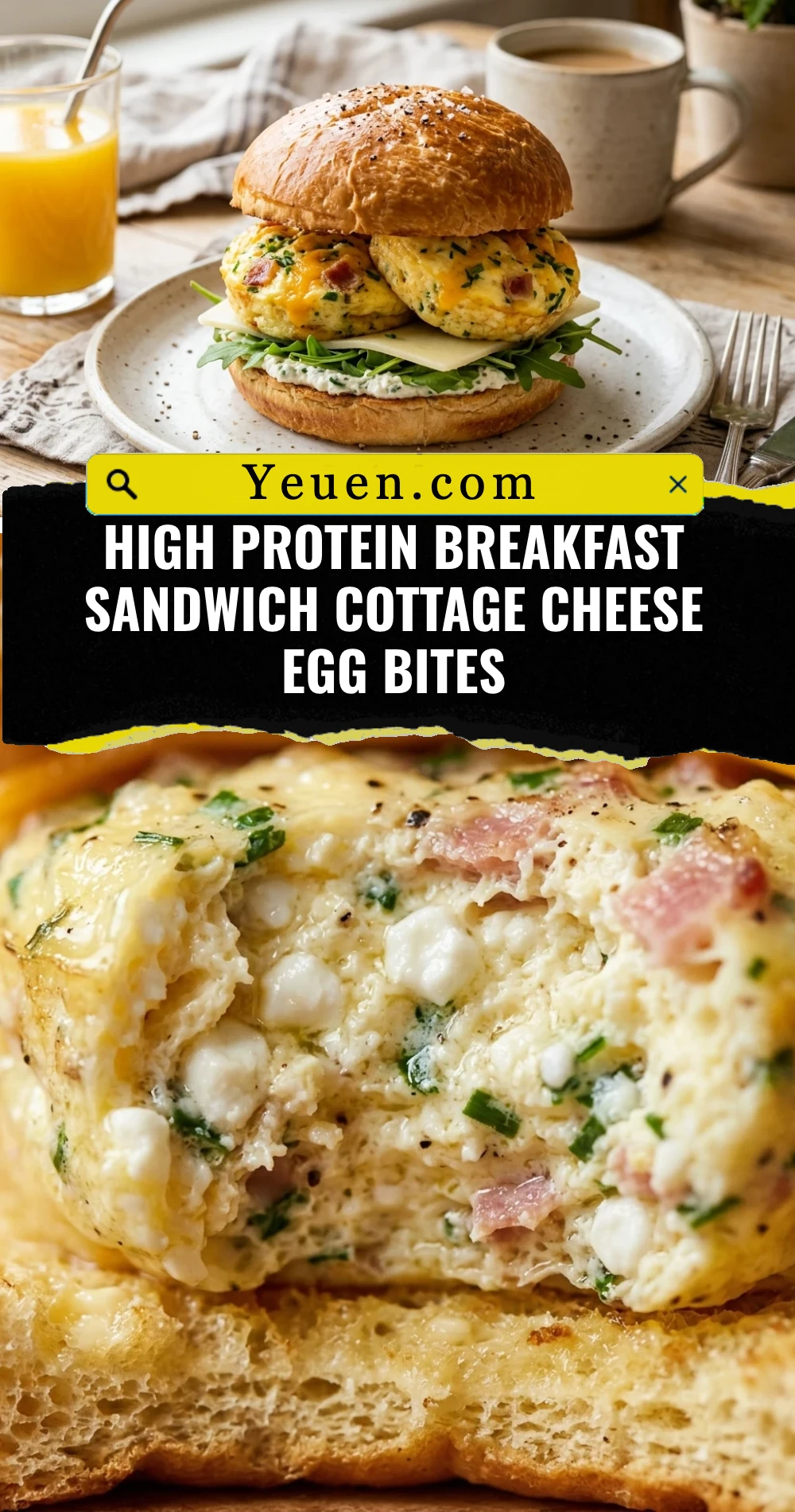 High Protein Breakfast Sandwich Cottage Cheese Egg Bites