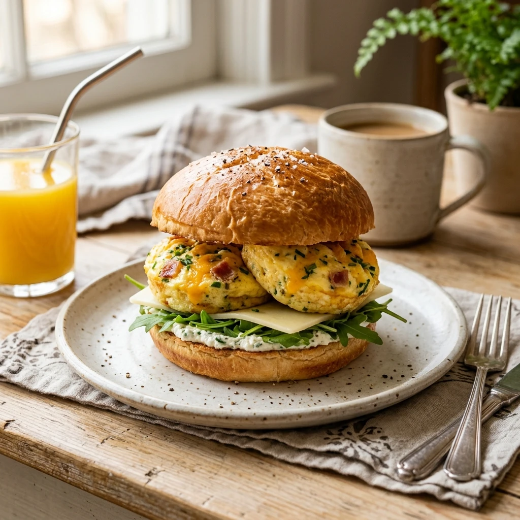 High Protein Breakfast Sandwich Cottage Cheese Egg Bites