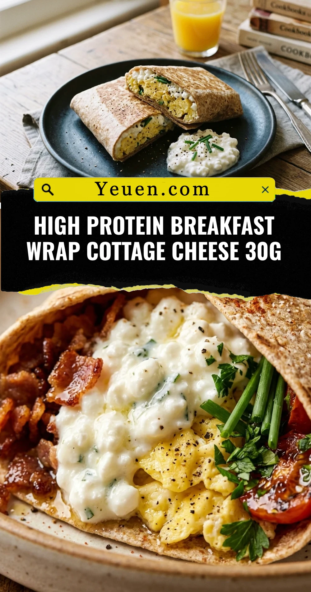 High Protein Breakfast Wrap Cottage Cheese 30g