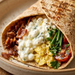 High Protein Breakfast Wrap Cottage Cheese 30g