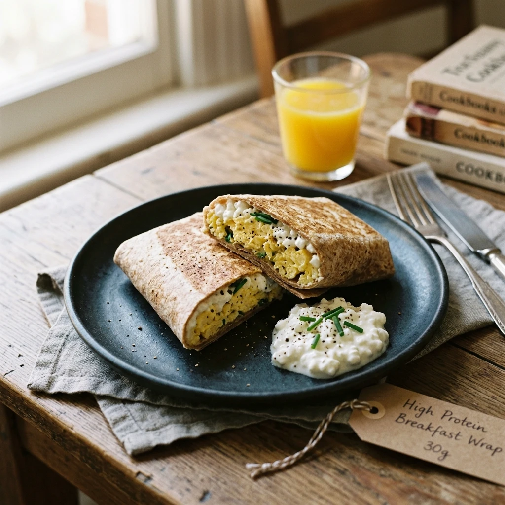 High Protein Breakfast Wrap Cottage Cheese 30g