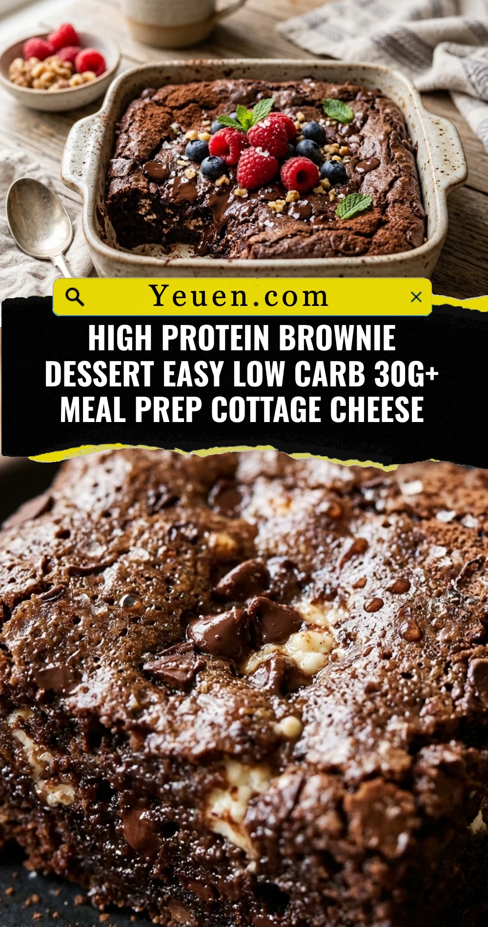 High Protein Brownie Dessert Easy Low Carb 30g+ Meal Prep Cottage Cheese