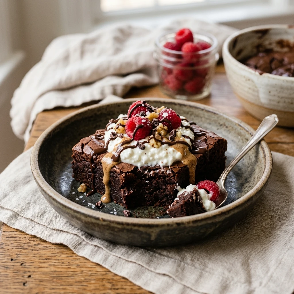 High Protein Brownie Dessert Low Carb Easy 30g+ Meal Prep Cottage Cheese