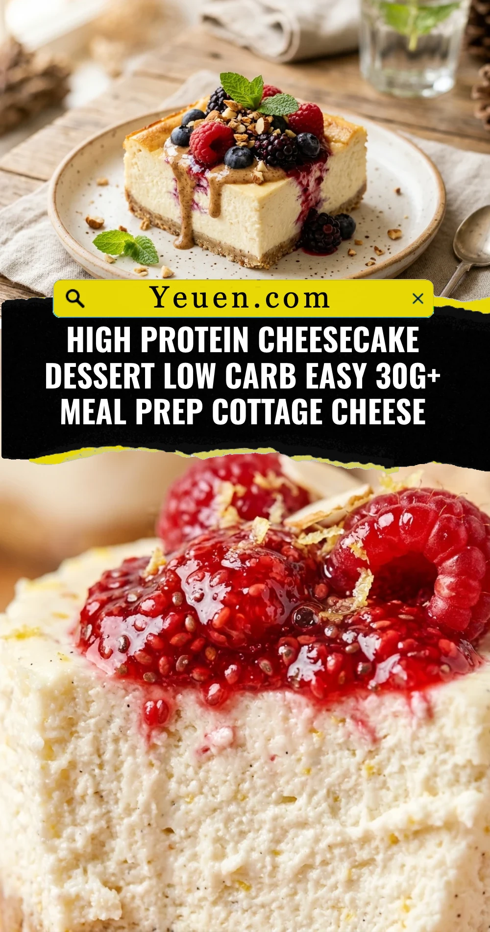 High Protein Cheesecake Dessert Low Carb Easy 30g+ Meal Prep Cottage Cheese