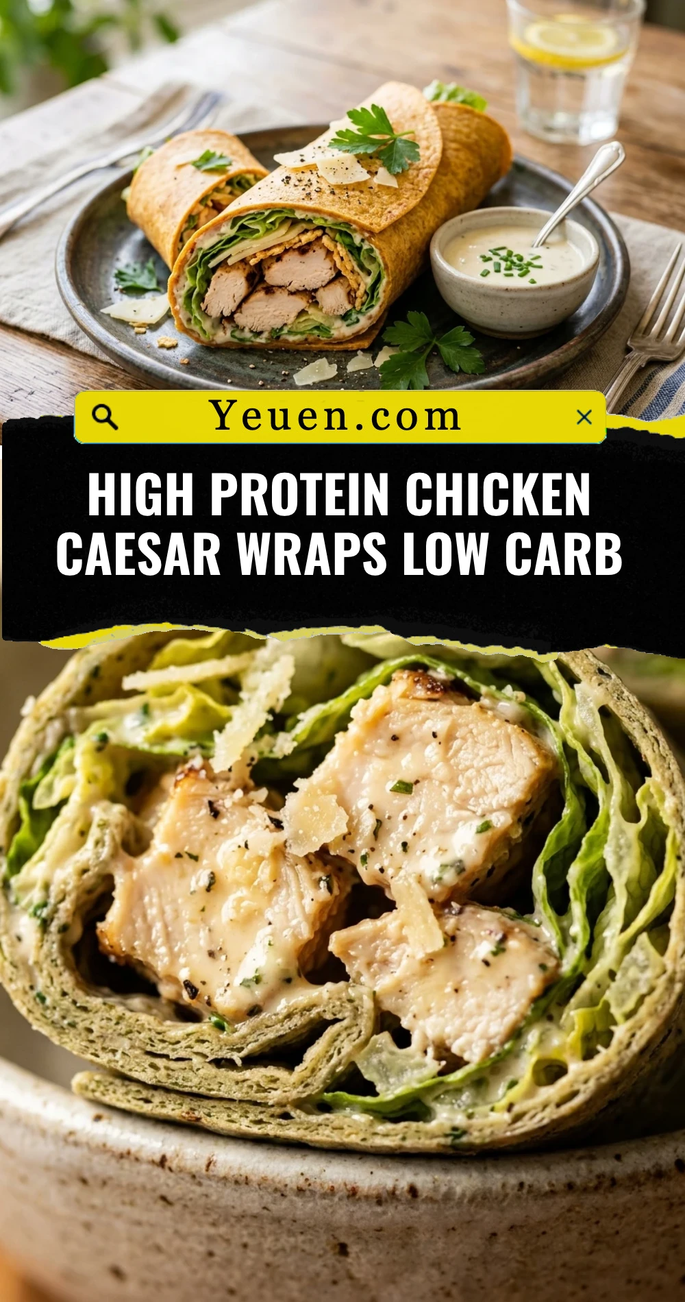 High Protein Chicken Caesar Wraps Low Carb