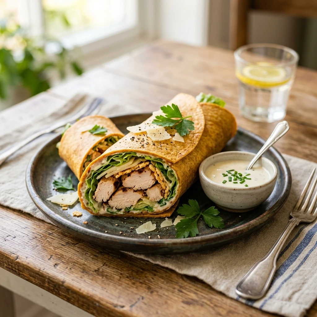 High Protein Chicken Caesar Wraps Low Carb