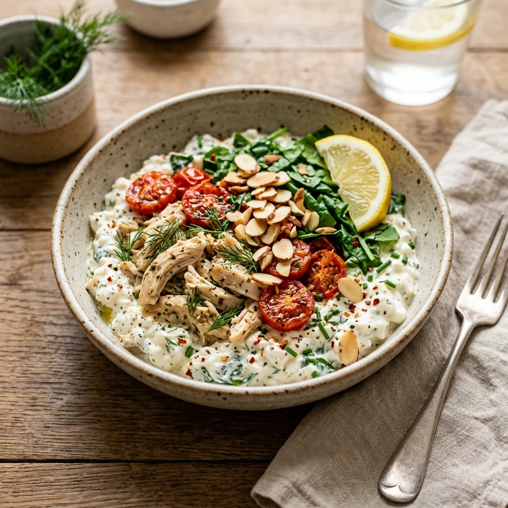High Protein Chicken Dinner 30g+ Easy Meal Prep Low Carb Cottage Cheese