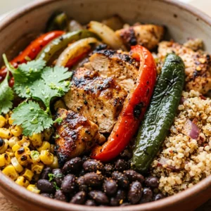 High Protein Chicken Fajita Bowls Meal Prep