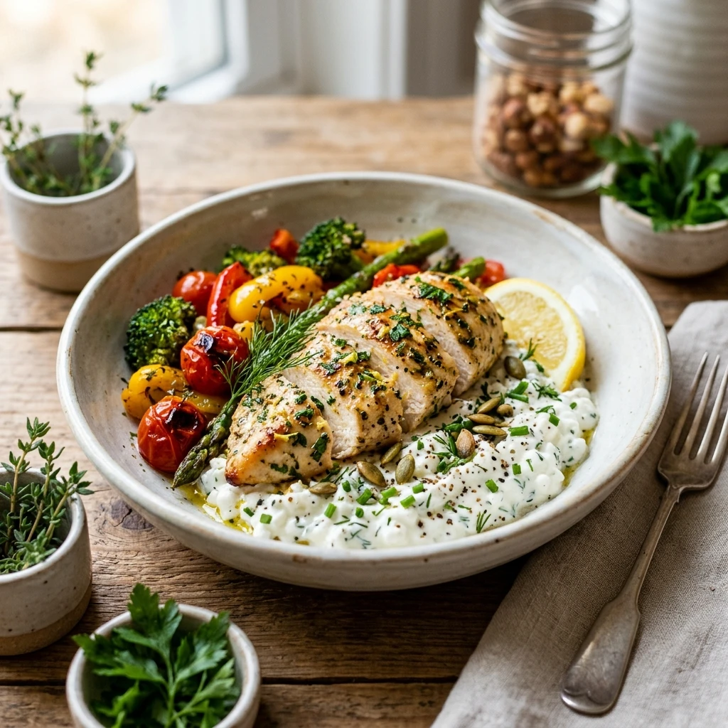High Protein Chicken Meal Prep 30g+ Easy Low Carb Cottage Cheese