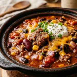 High Protein Chili Crockpot No Prep Dump & Walk 5 Min Prep Feeds Crowd Under $20