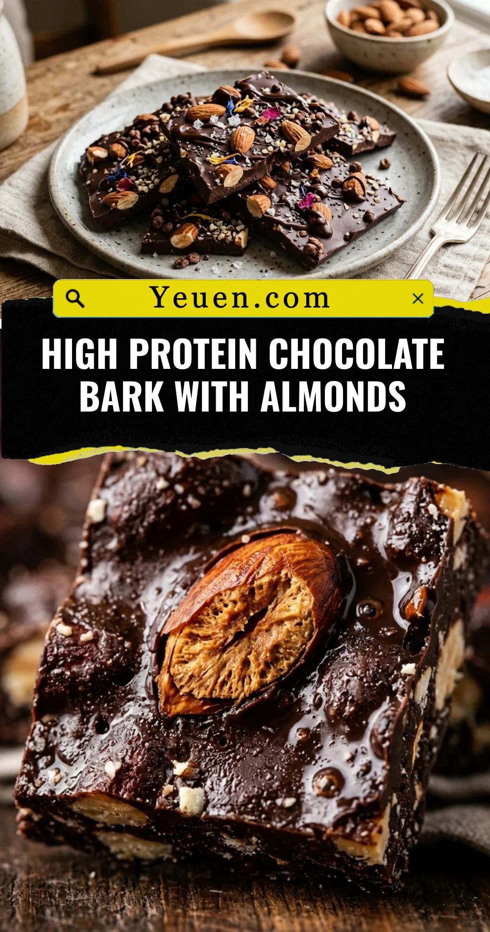 High Protein Chocolate Bark With Almonds