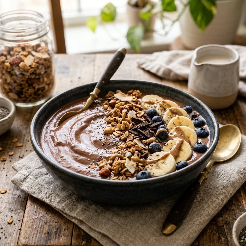 High Protein Chocolate Smoothie Bowl Thick Creamy Weight Loss Healthy Granola Viral