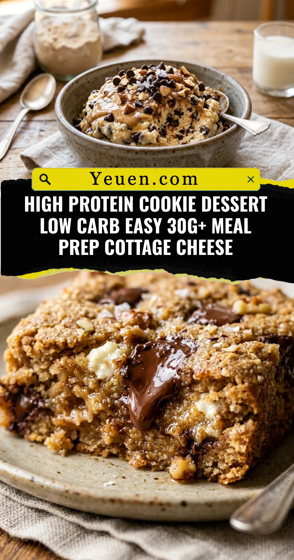 High Protein Cookie Dessert Low Carb Easy 30g+ Meal Prep Cottage Cheese