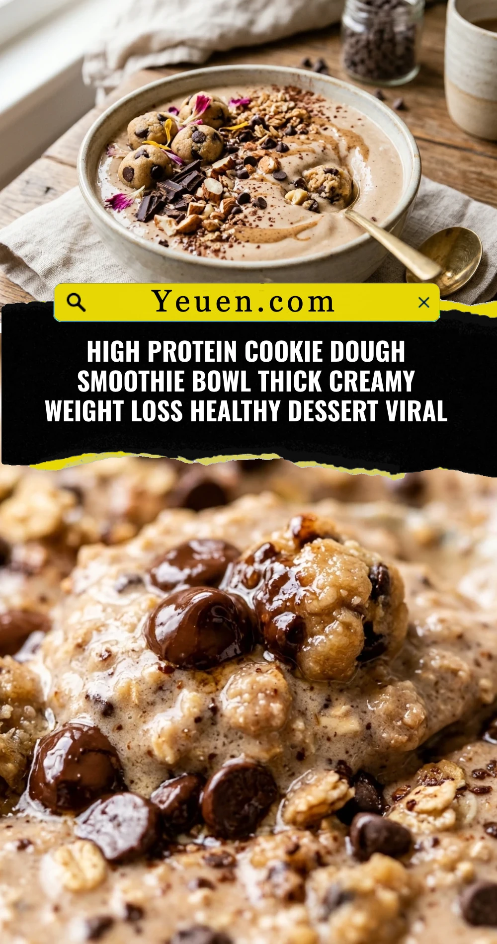 High Protein Cookie Dough Smoothie Bowl Thick Creamy Weight Loss Healthy Dessert Viral