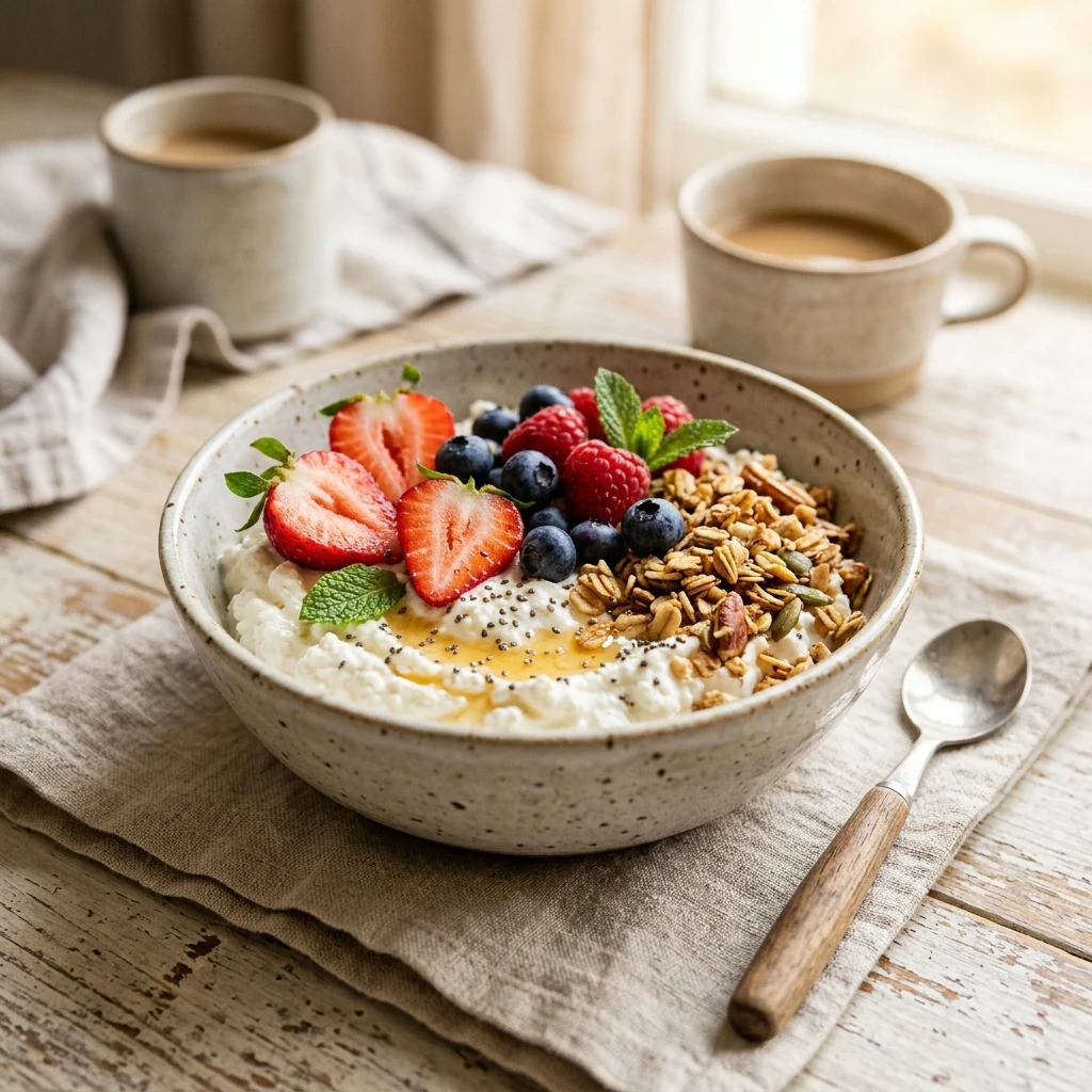 High Protein Cottage Cheese Bowl 20g+ Easy Breakfast