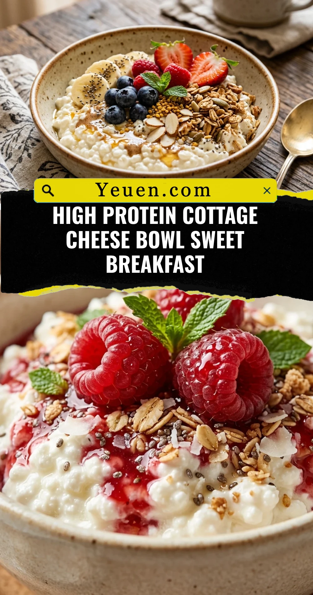 High Protein Cottage Cheese Bowl Sweet Breakfast