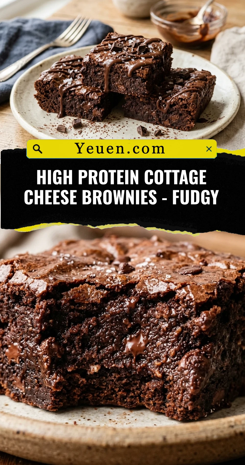 High Protein Cottage Cheese Brownies - Fudgy