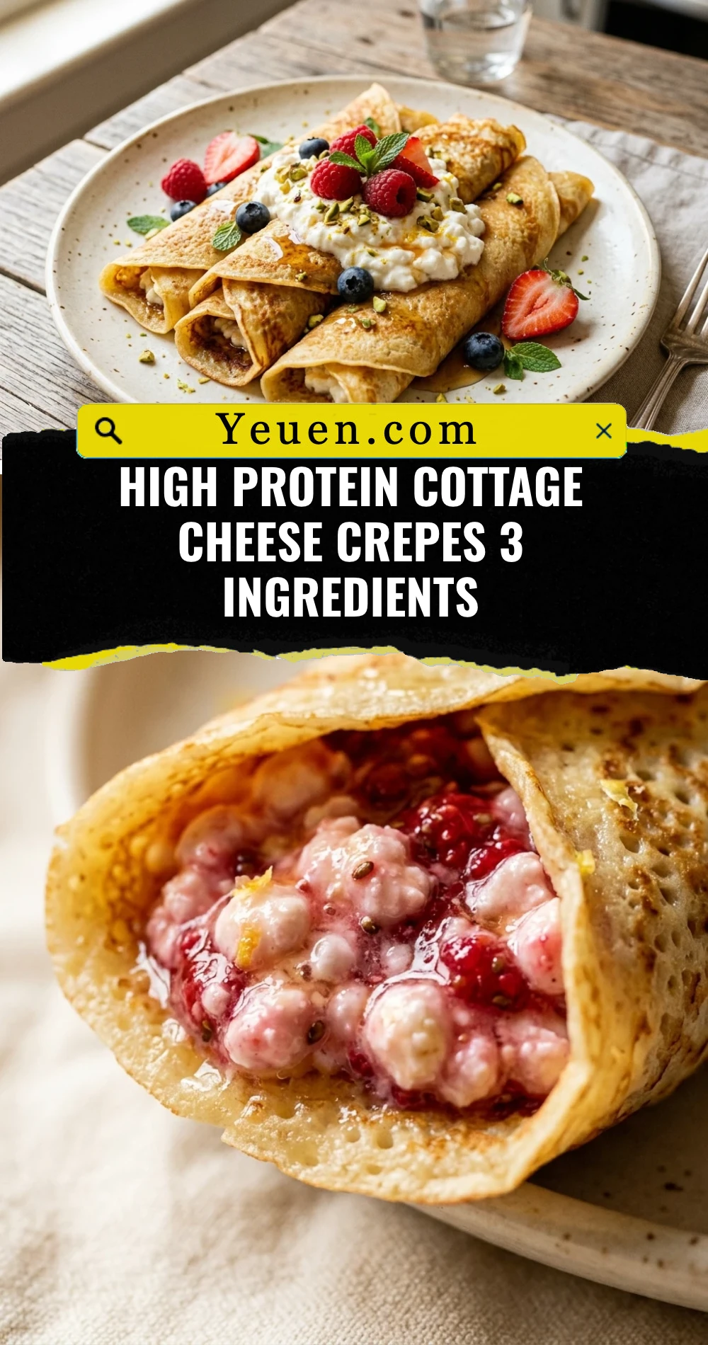 High Protein Cottage Cheese Crepes 3 Ingredients