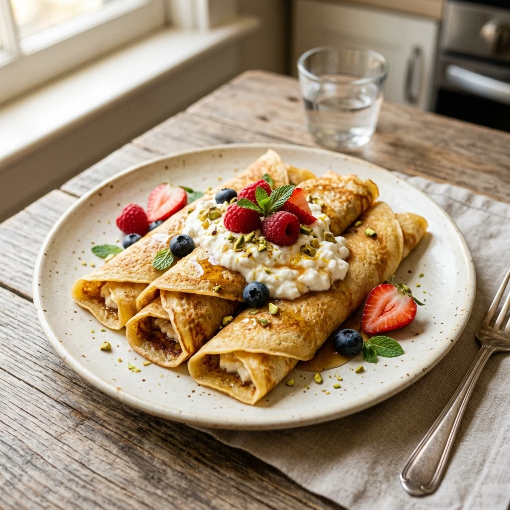 High Protein Cottage Cheese Crepes 3 Ingredients