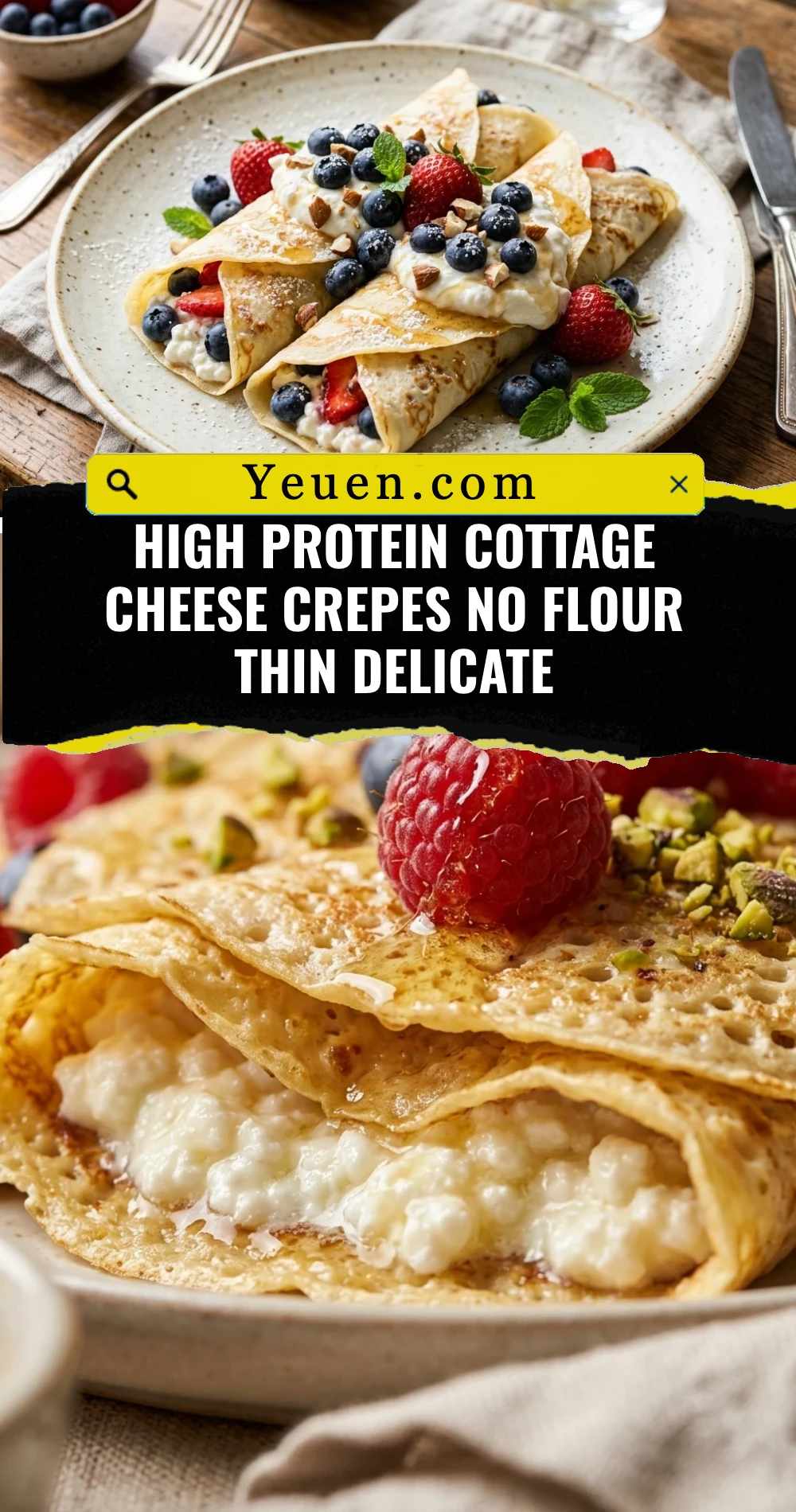 High Protein Cottage Cheese Crepes No Flour Thin Delicate