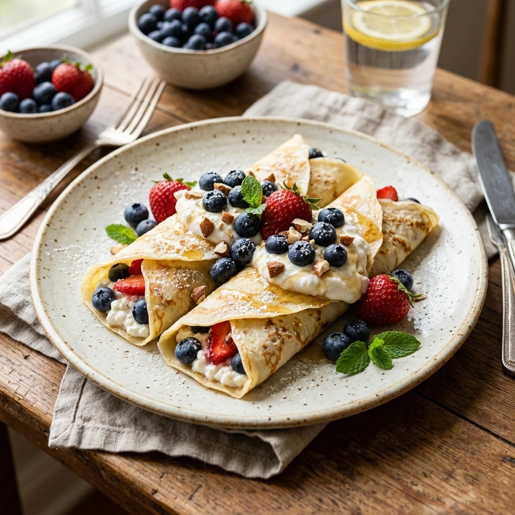 High Protein Cottage Cheese Crepes No Flour Thin Delicate