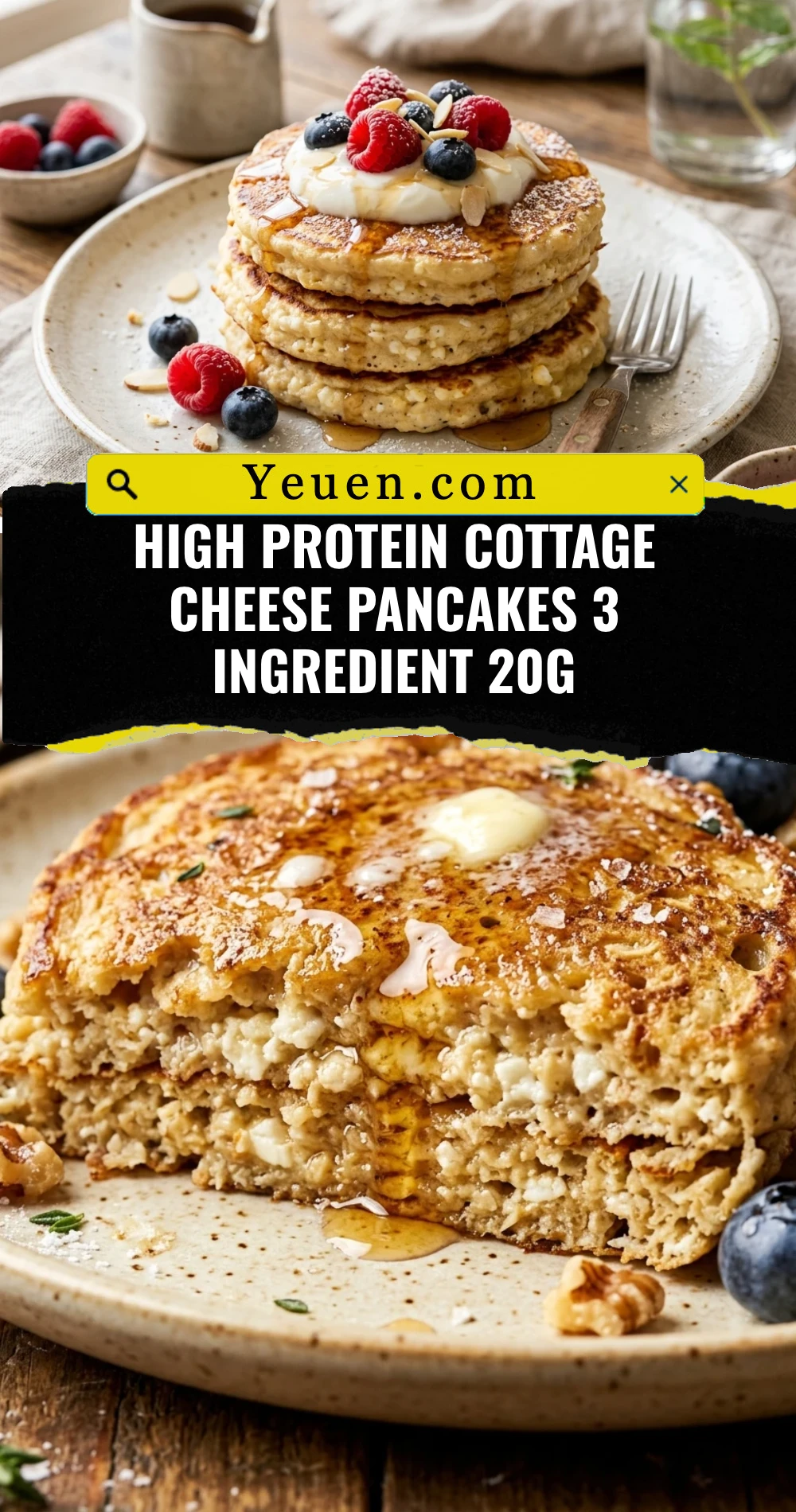High Protein Cottage Cheese Pancakes 3 Ingredient 20g