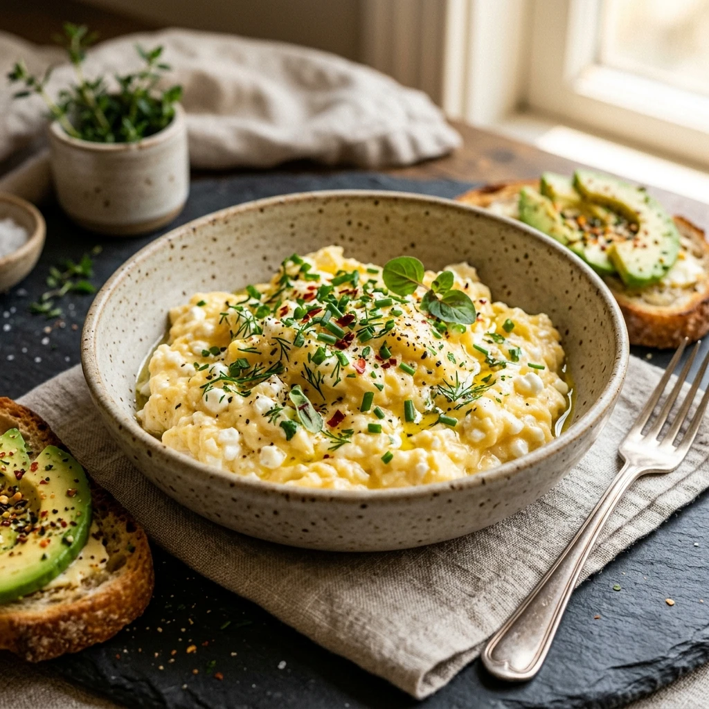 High Protein Cottage Cheese Scrambled Eggs